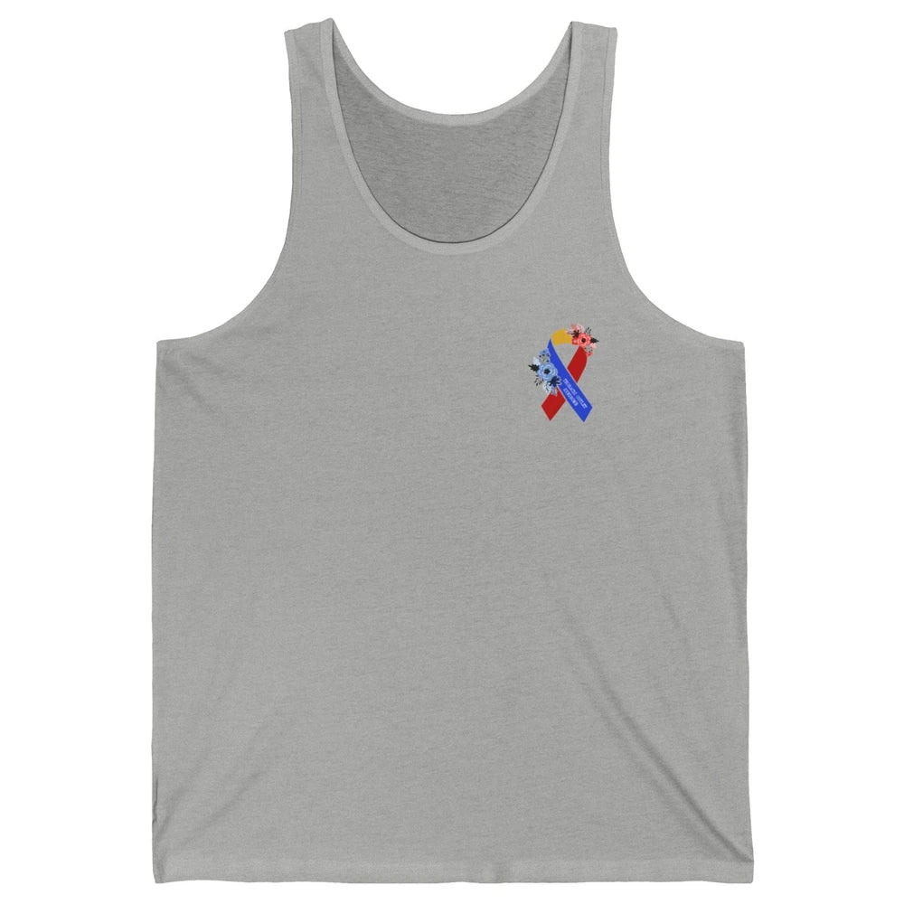 Thoracic Outlet Syndrome Awareness Floral Blue Red Ribbon Unisex Jersey Tank