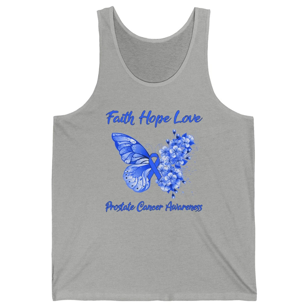 Butterfly Faith Hope Warrior Prostate Cancer Blue Ribbon Unisex Jersey Tank