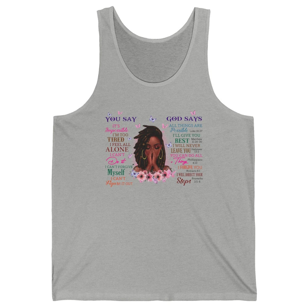 Black Girl God Says I Am Afro Woman African American Women Unisex Jersey Tank