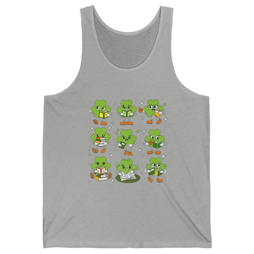 Teacher St Patrick Day Shamrock Reading Book Lucky St Paddy Unisex Jersey Tank