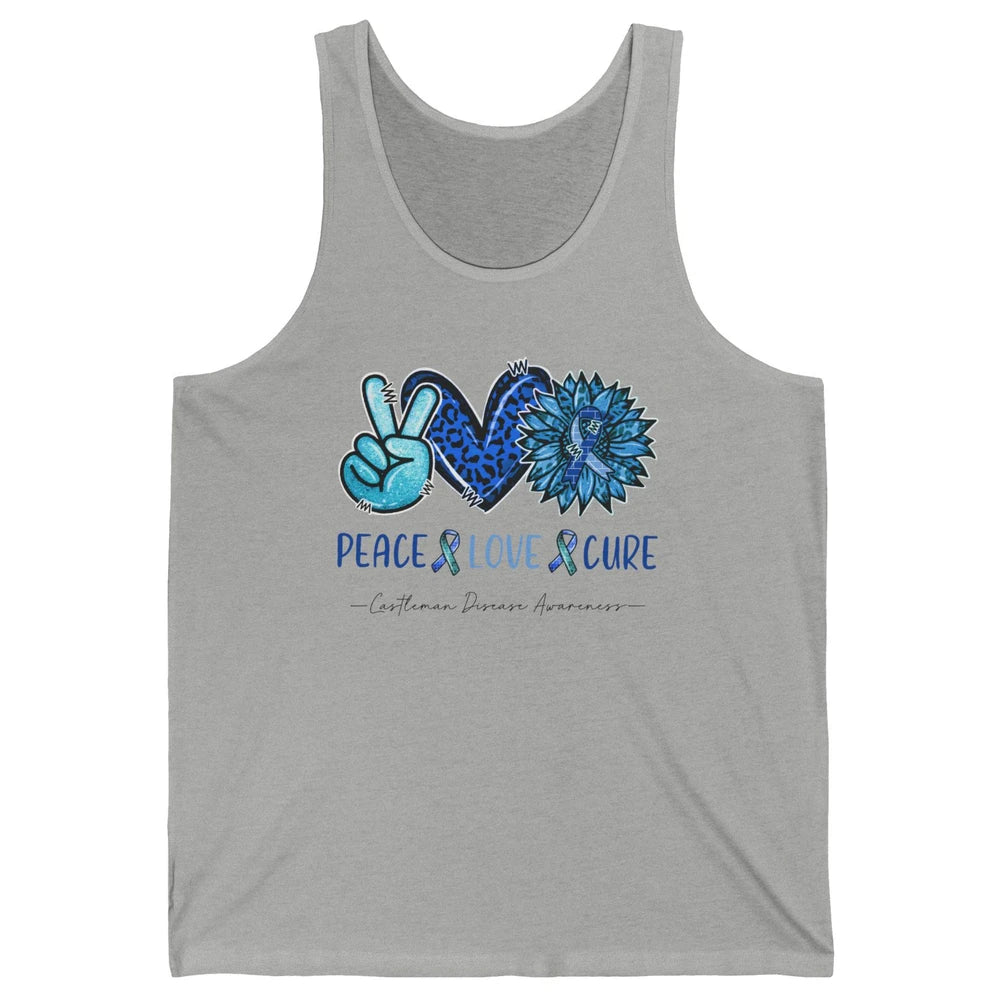 Castleman Disease Awareness Blue Ribbon Peace Love Cure Unisex Jersey Tank