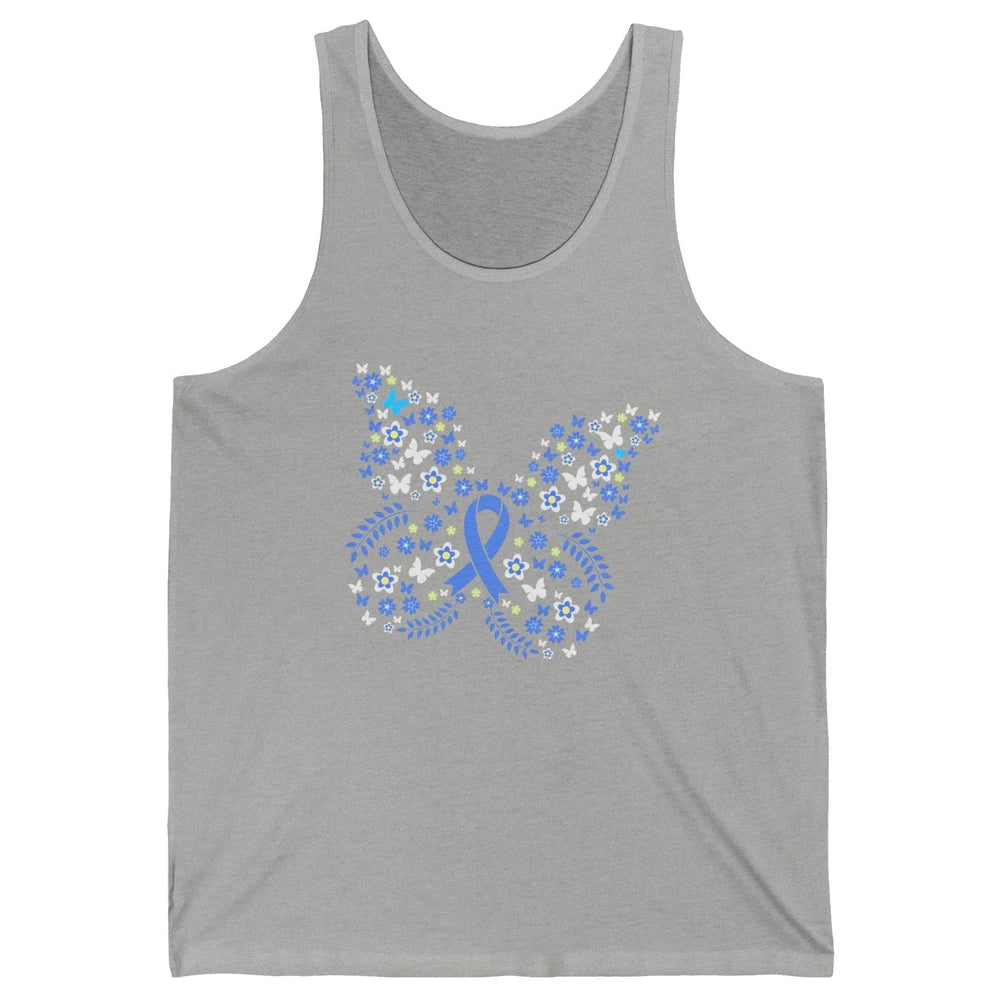 Butterfly Colon Warrior Colorectal Cancer Dark Blue Ribbon Unisex Jersey Tank