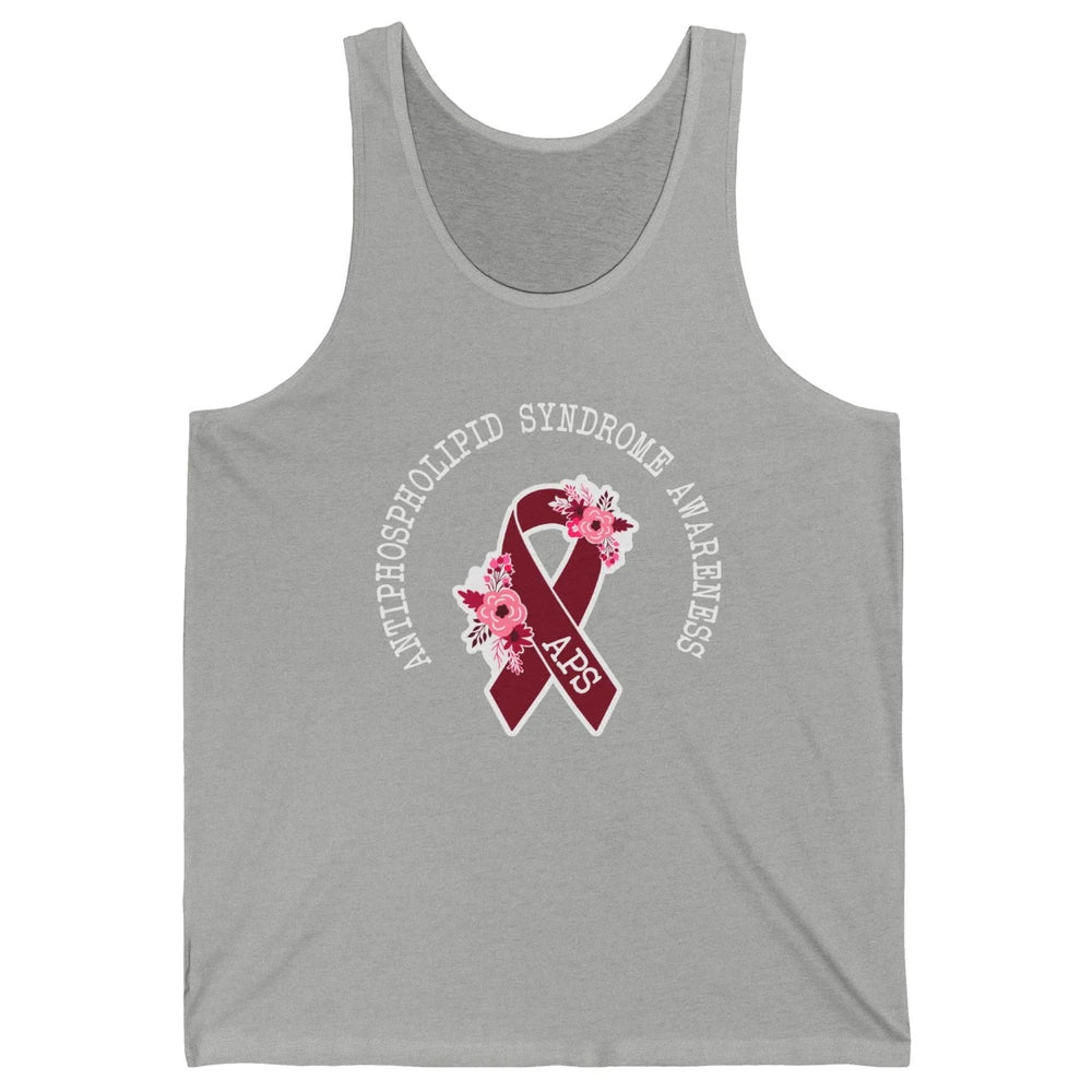 Antiphospholipid Syndrome Awareness APS Burgundy Ribbon Unisex Jersey Tank