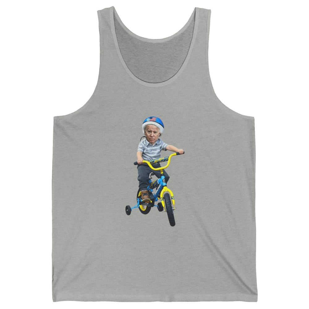 Baby Joe Biden Riding Tricycle Funny Bike Fall Meme Pun Vote Unisex Jersey Tank