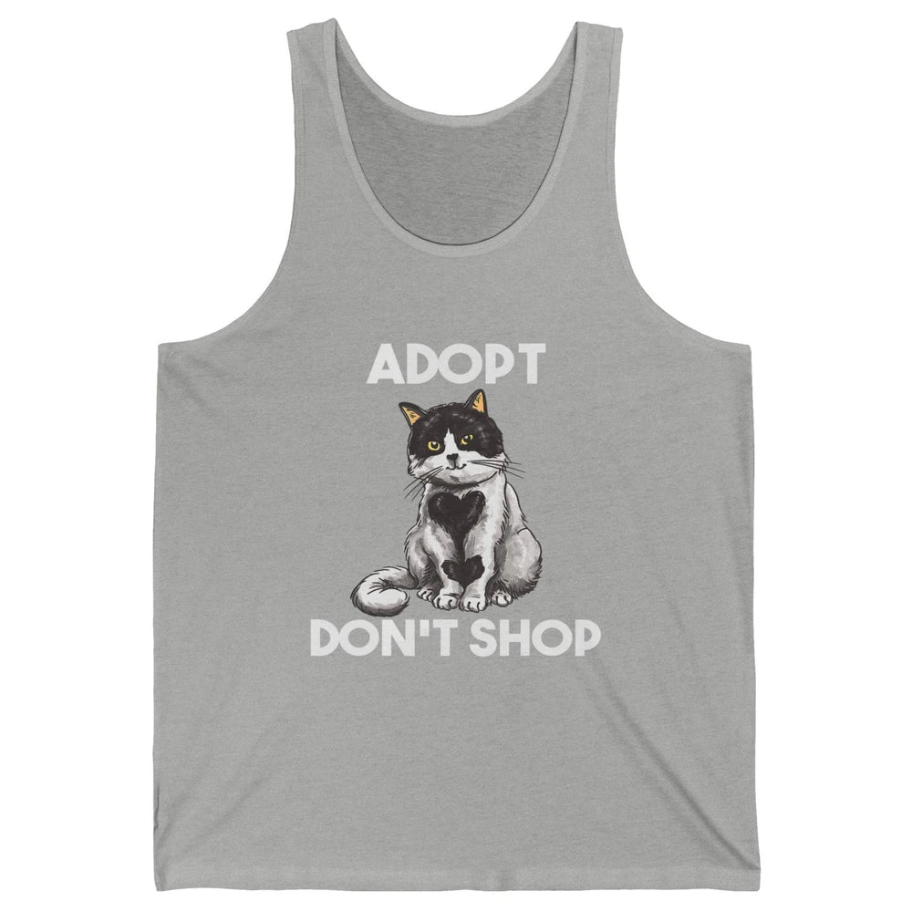 Adopt Dont Shop Black White Cat Rescue Animal Pet Rescuer Unisex Jersey Tank