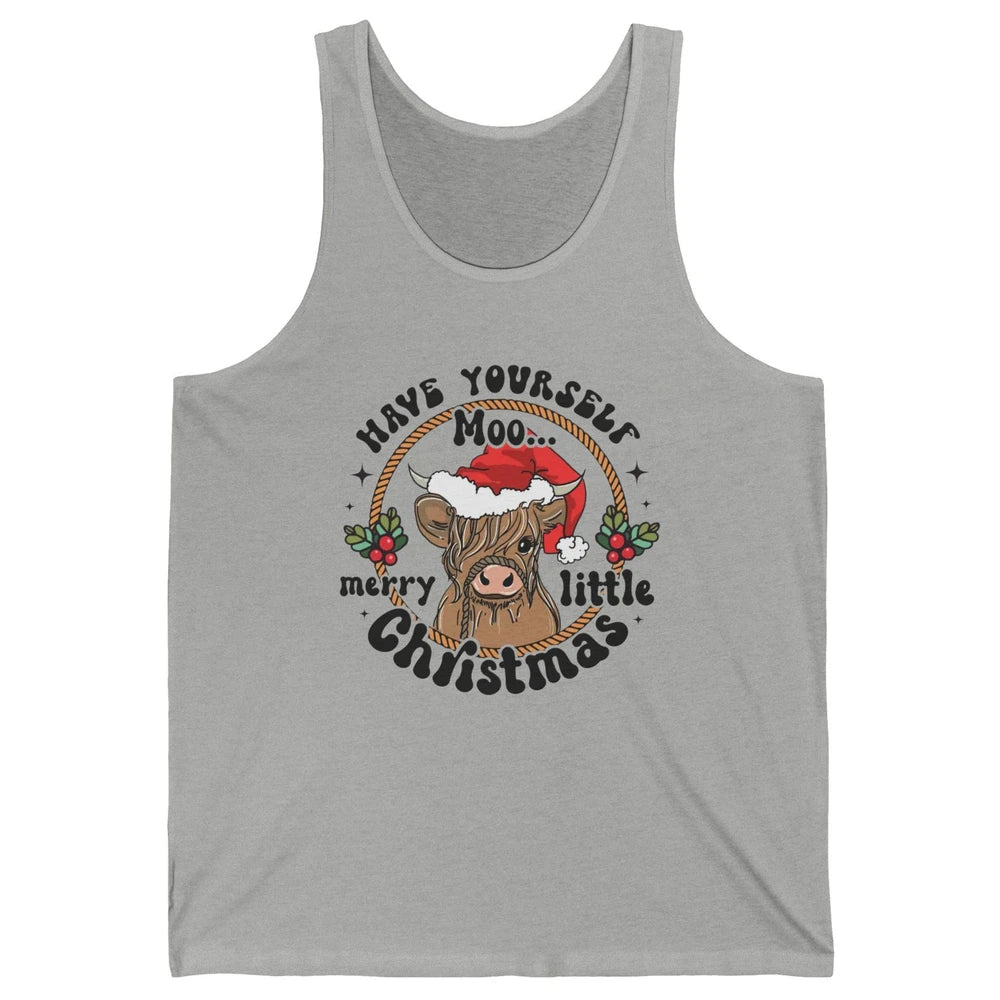 Have Yourself Merry Little Christmas Cow Santa Hat Xmas Gift Unisex Jersey Tank