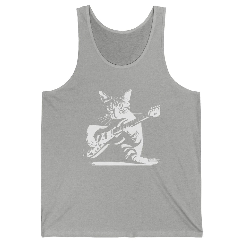 Cat Playing Guitar Funny Cat Guitar Kitty Cat Lovers Gift Unisex Jersey Tank