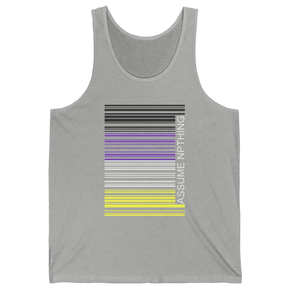 Assume Nothing Barcode Non Binary Genderqueer Pride Month Unisex Jersey Tank