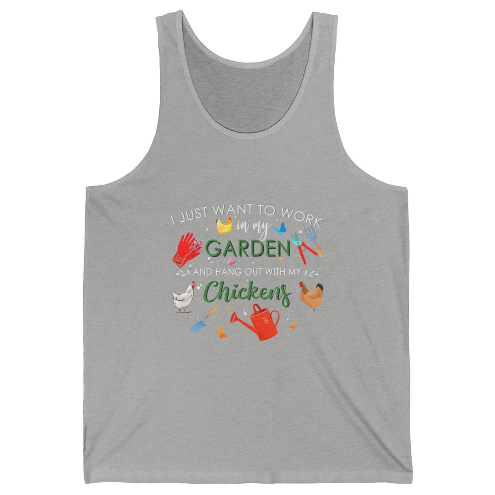 Work In My Garden And Hang Out With Chickens Hen Farming Unisex Jersey Tank