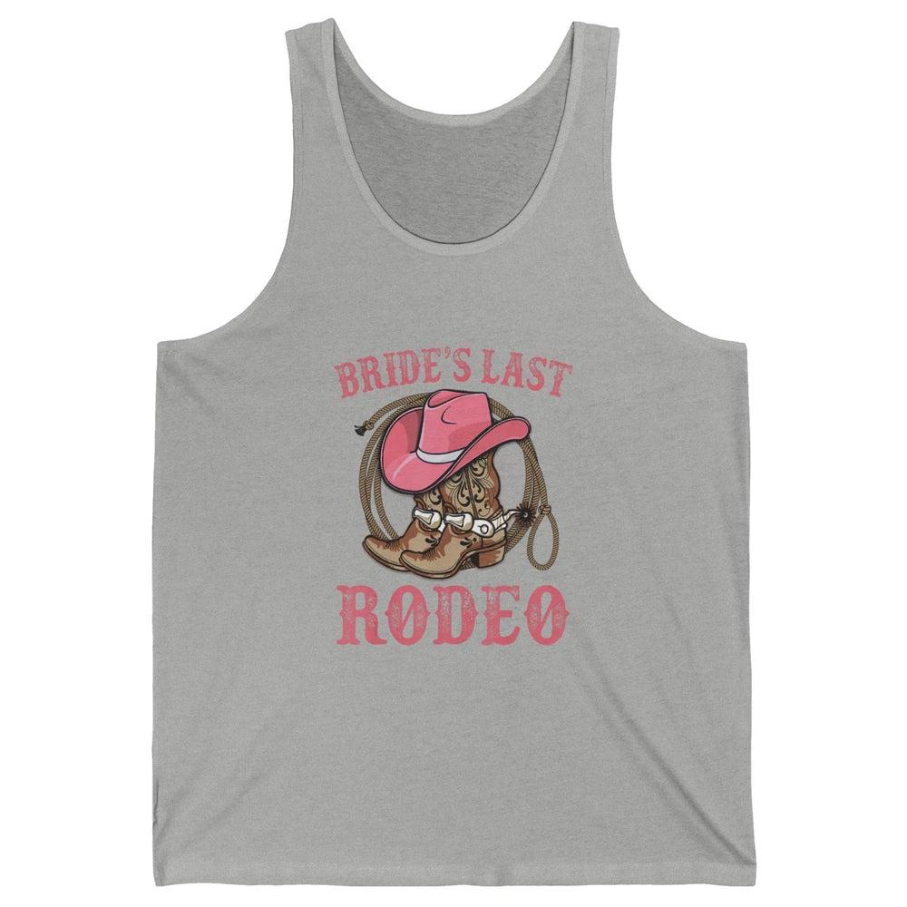 Bride's Last Rodeo Cowgirl Hat Bachelorette Party Wedding Unisex Jersey Tank