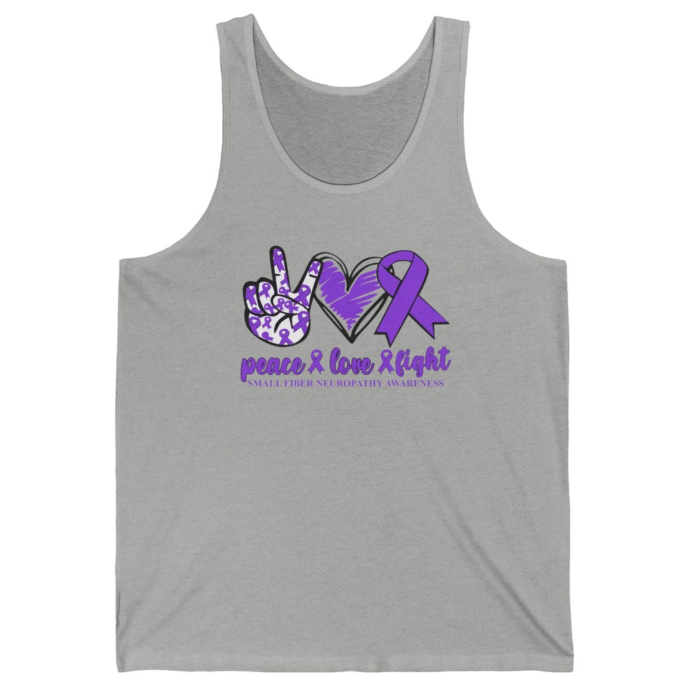 Small Fiber Neuropathy Purple Ribbon Peace Love Fight Unisex Jersey Tank