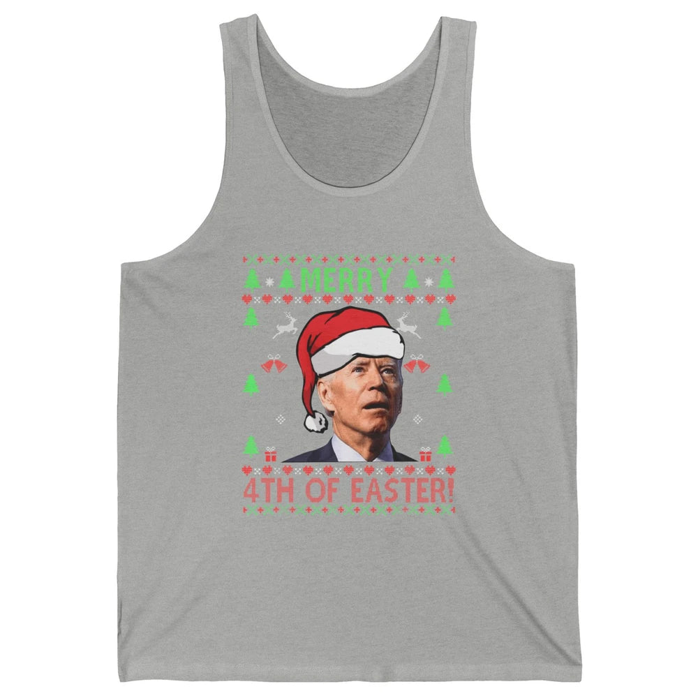 Funny Joe Biden Merry 4th Of Easter Christmas Anti Liberals Unisex Jersey Tank