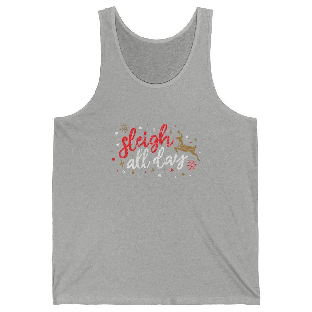 Sleigh All Day Xmas Reindeer Retro Merry Christmas Lights Unisex Jersey Tank