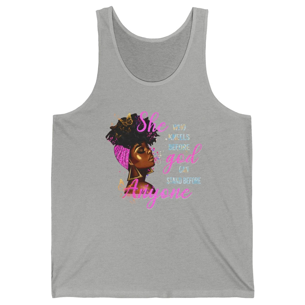 Black Girl She Who Kneels Before God Christian Afro Women Unisex Jersey Tank