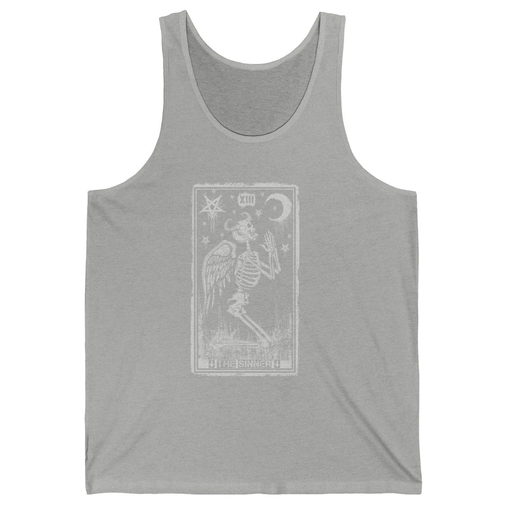 Retro Skeleton Kneeling The Sinner Tarot Card Wiccan Pagan Unisex Jersey Tank