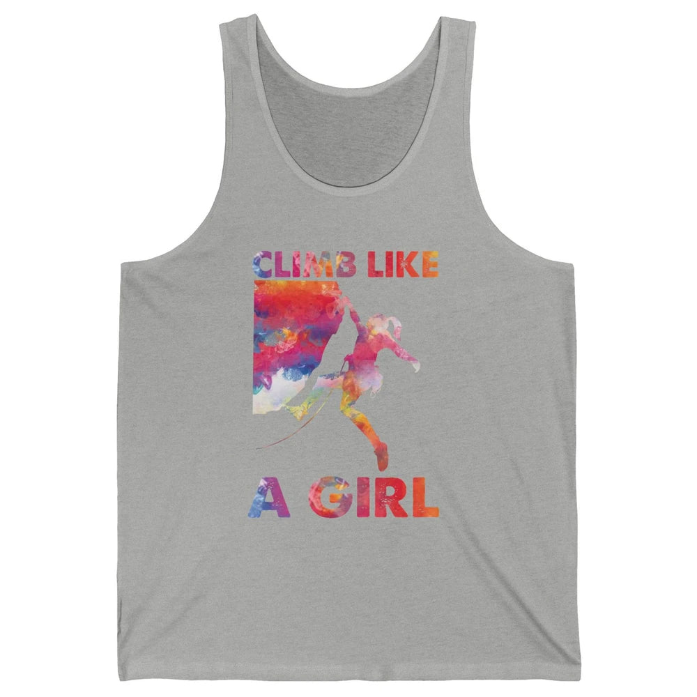 Rock Climbing Climb Like A Girl Watercolor Rock Climbers Unisex Jersey Tank