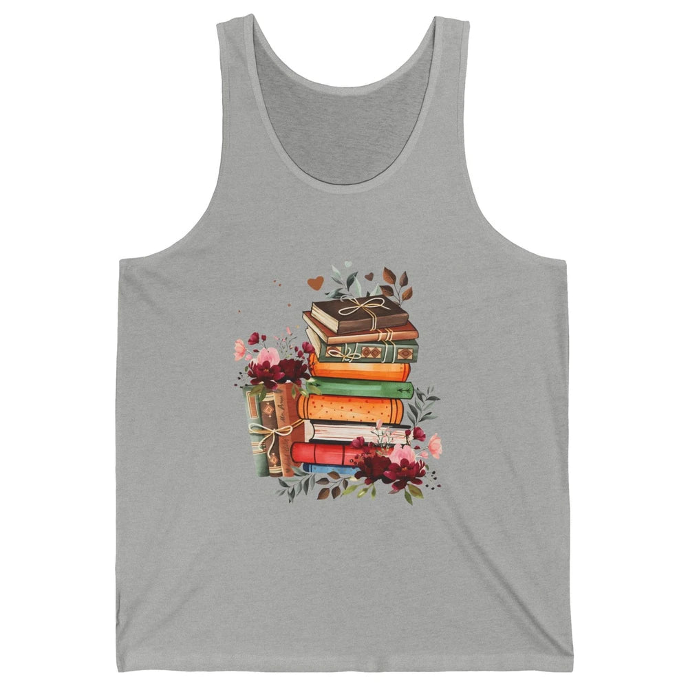 Books Floral Librarian Book Wildflower Bookworm Book Lovers Unisex Jersey Tank