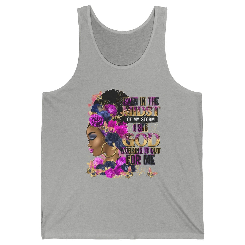 Black Girl In The Midst Of Storm Believe In God Christian Unisex Jersey Tank