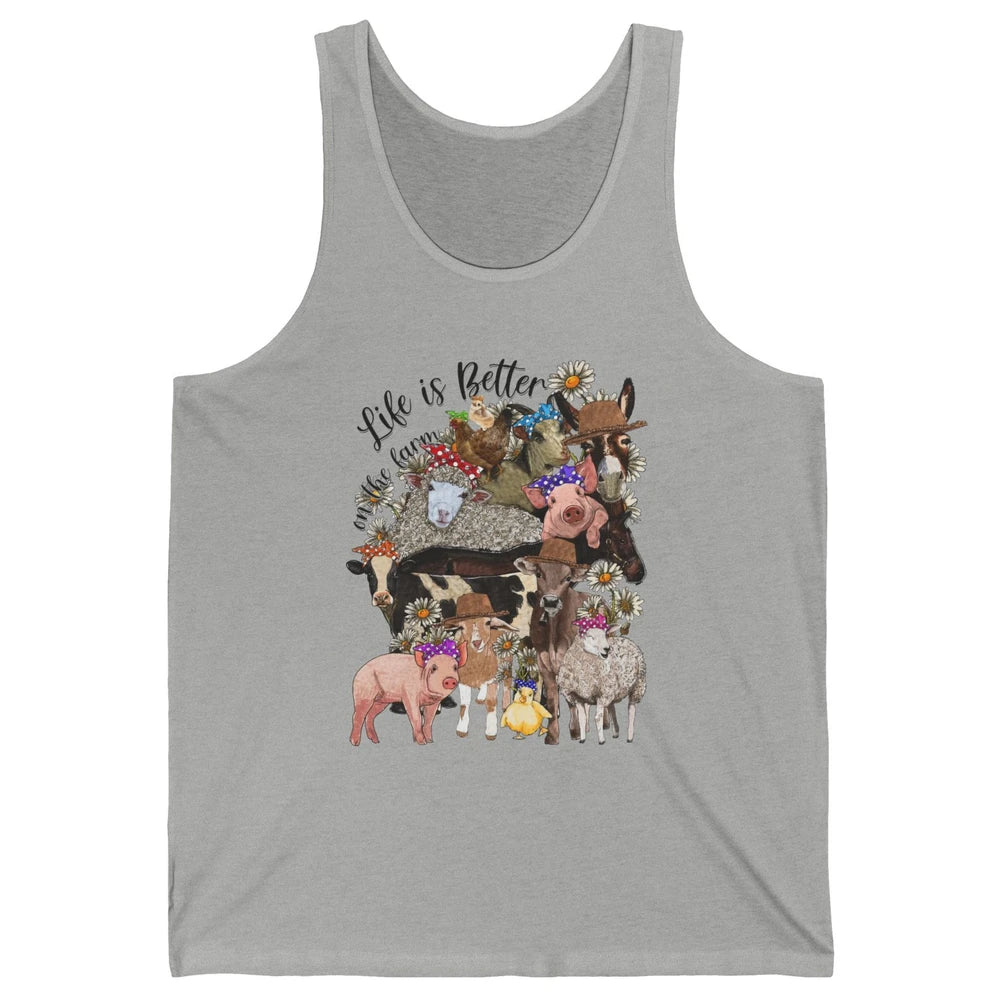 Western Animals Life Is Better On The Farm Pig Cow Donkey Unisex Jersey Tank