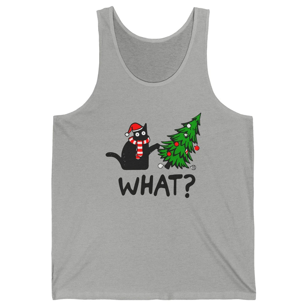 Funny Black Cat Christmas Light Santa What Christmas Costume Unisex Jersey Tank