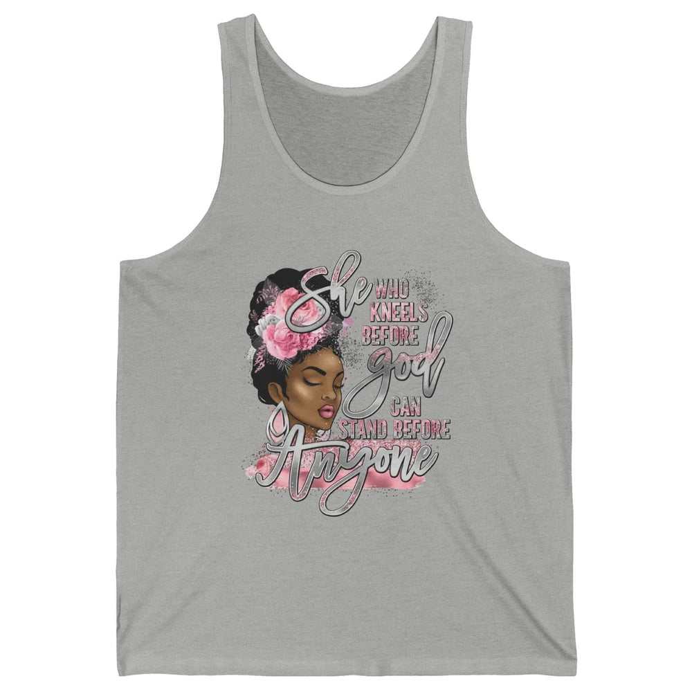 Black Girl She Who Kneels Before God Christian Afro Women Unisex Jersey Tank