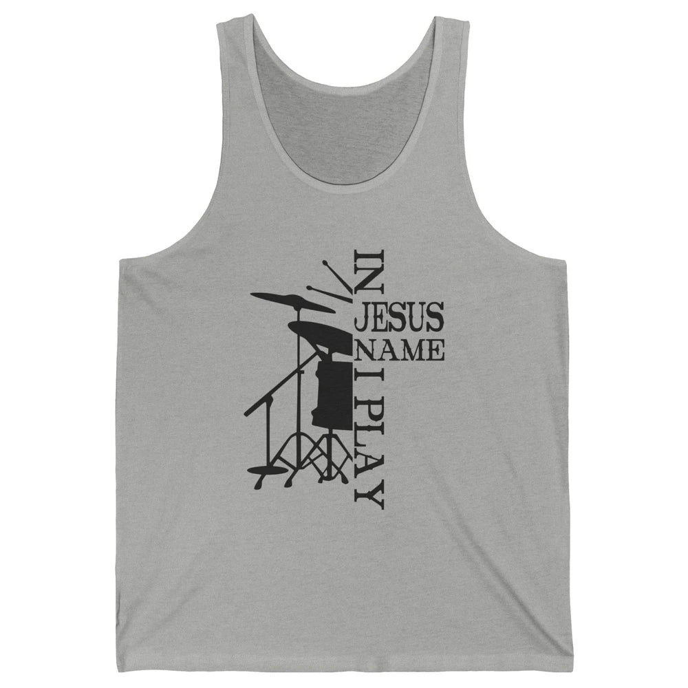 Vintage Drums In Jesus Name I Play Drumming Lovers Drummers Unisex Jersey Tank