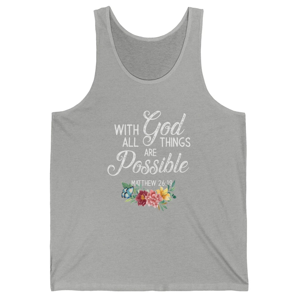 With God All Things Are Possible Jesus Christian Bible Verse Unisex Jersey Tank