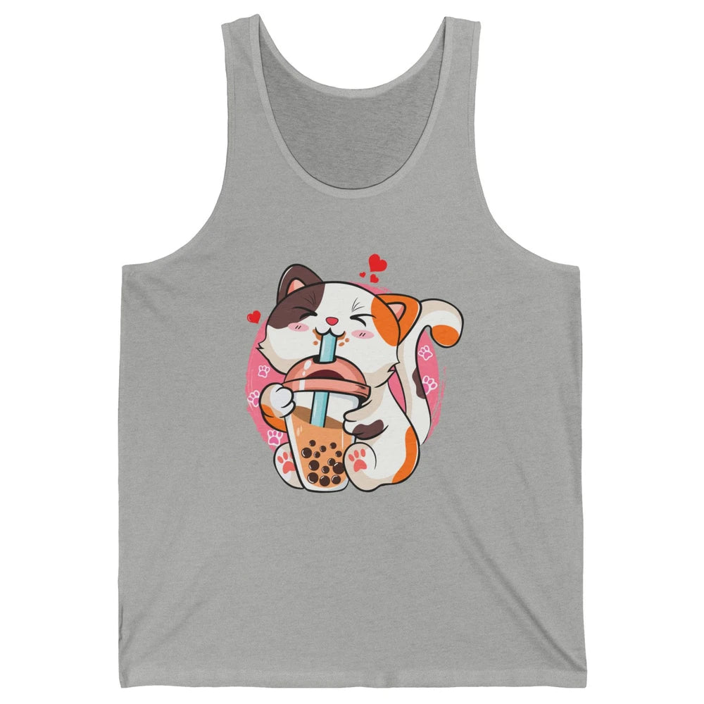 Boba Tea Cat Kawaii Cat Drink Milk Tea Kawaii Boba Cat Lover Unisex Jersey Tank