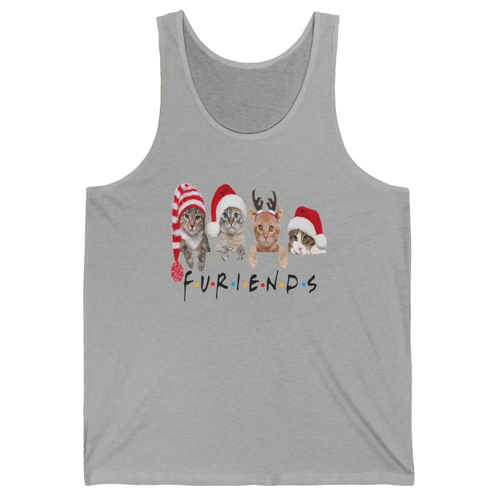 Funny Cat Furiends Merry Christmas Hat Santa Cat Lovers Gift Unisex Jersey Tank