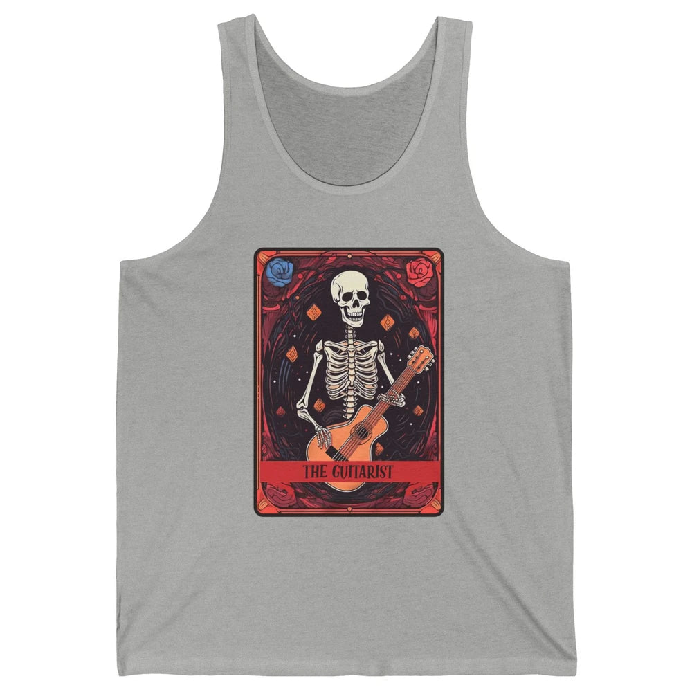 Retro Skeleton Musician The Guitarist Tarot Card Halloween Unisex Jersey Tank