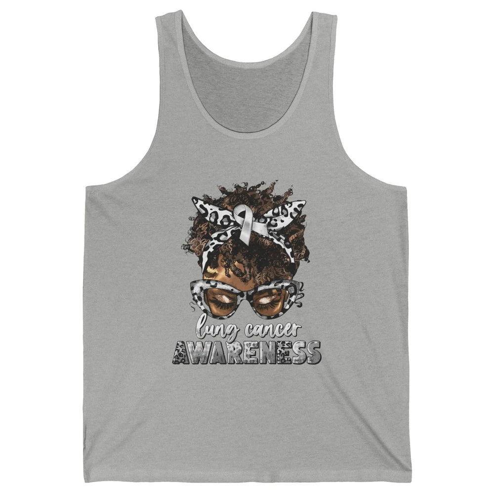 Afro Lung Cancer Awareness Black Woman Messy Hair Warrior Unisex Jersey Tank