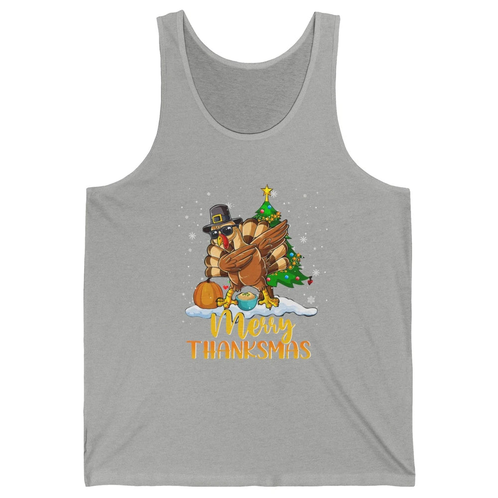 Funny Turkey Merry Thanksmas Christmas Thanksgiving Gift Unisex Jersey Tank