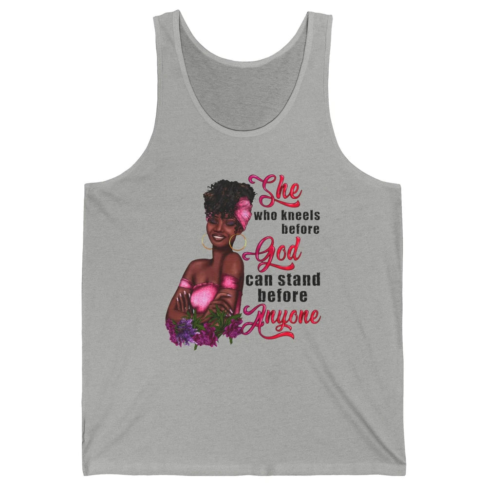 Black Girl She Who Kneels Before God Christian Afro Women Unisex Jersey Tank