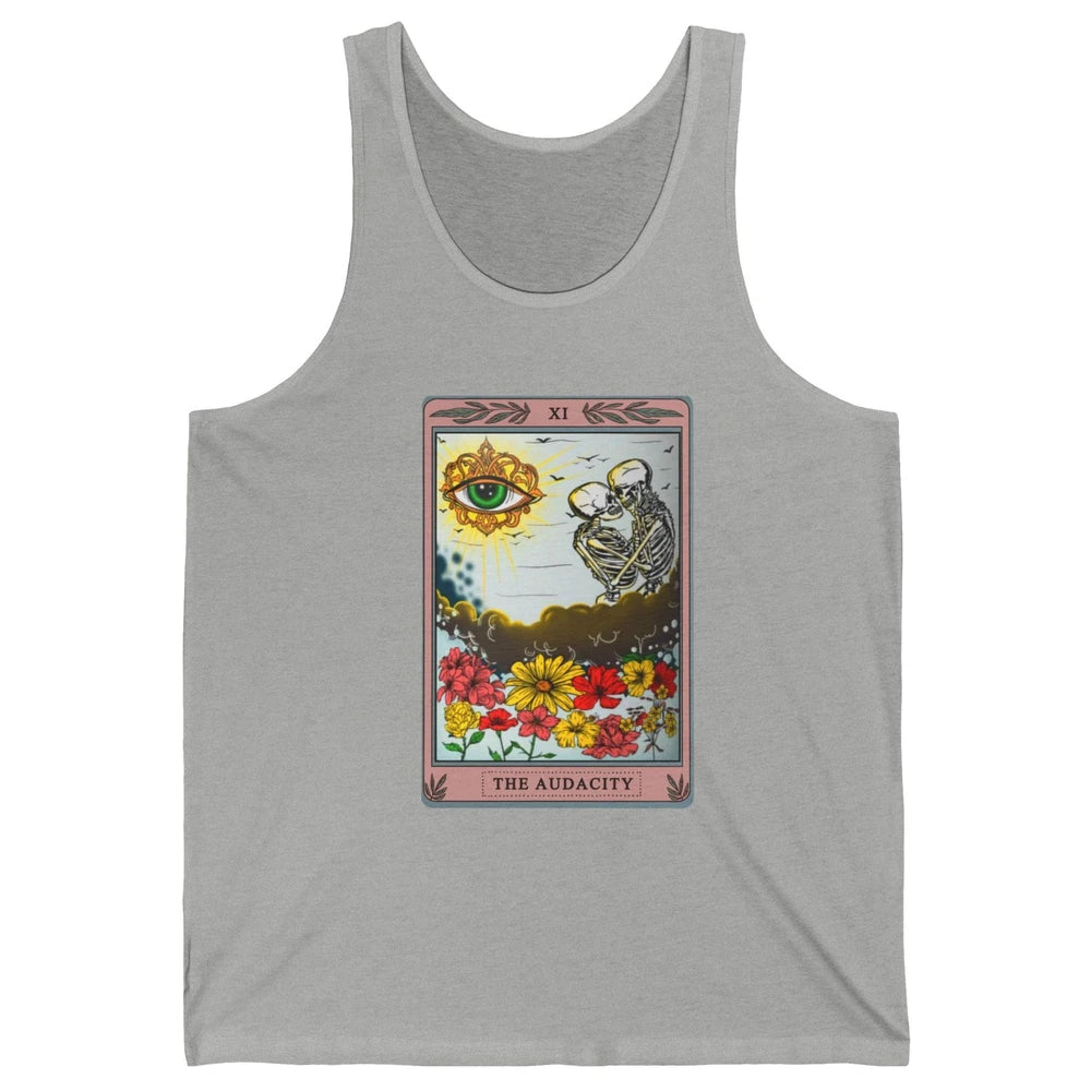 Retro Skeleton Riding Cloud The Audacity Tarot Card Rainbow Unisex Jersey Tank