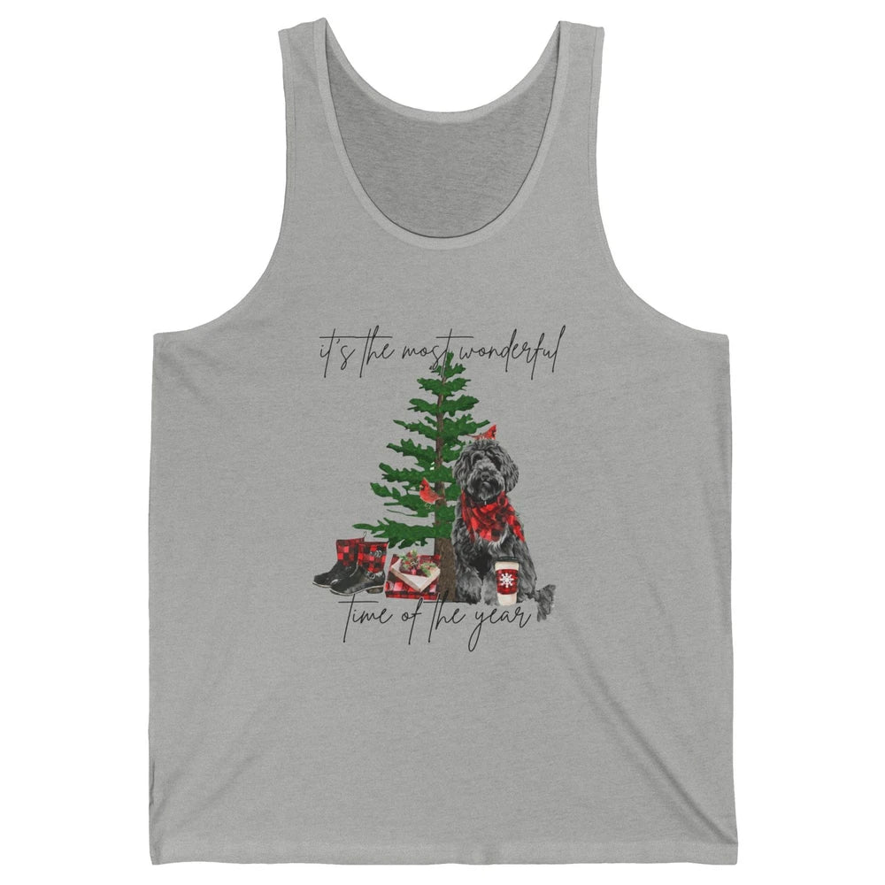 Black Golden Labradoodle Christmas Tree Most Wonderful Time Unisex Jersey Tank