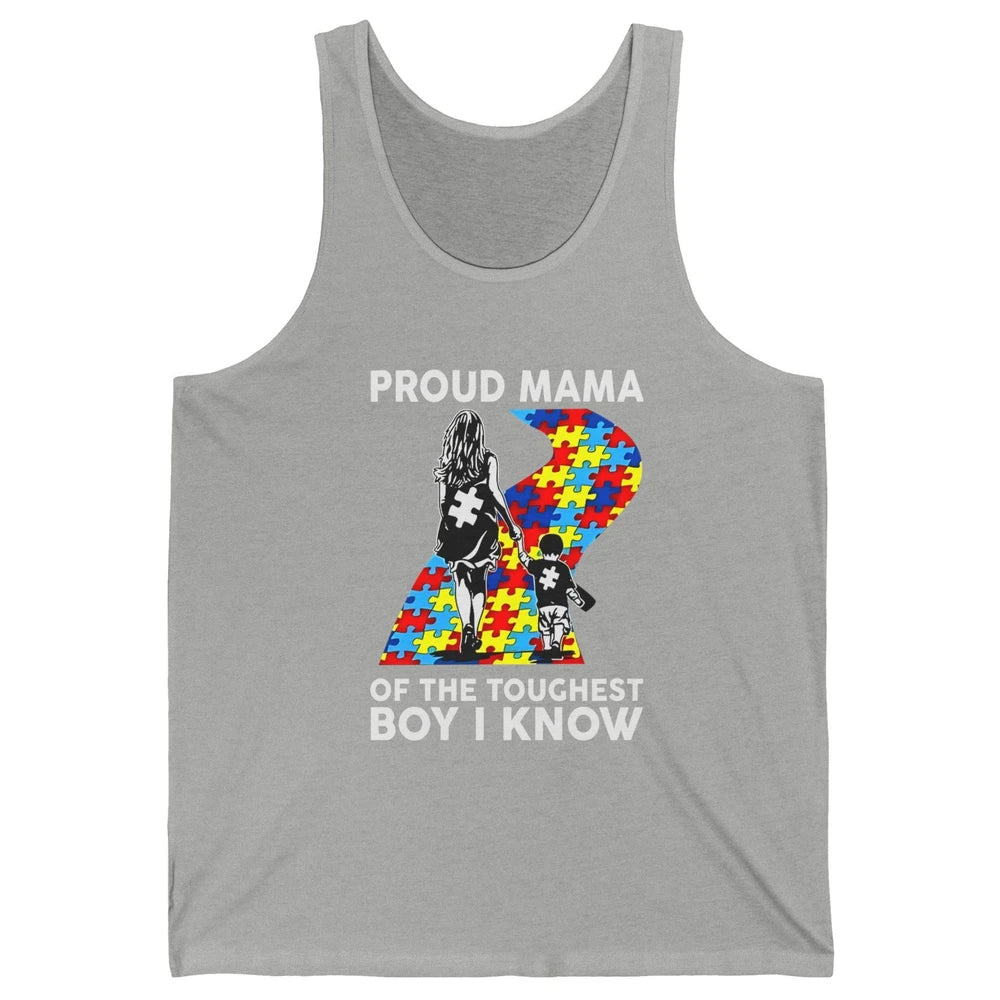 Autism Mom Proud Mama Of The Toughest Boy I Know Autism Unisex Jersey Tank