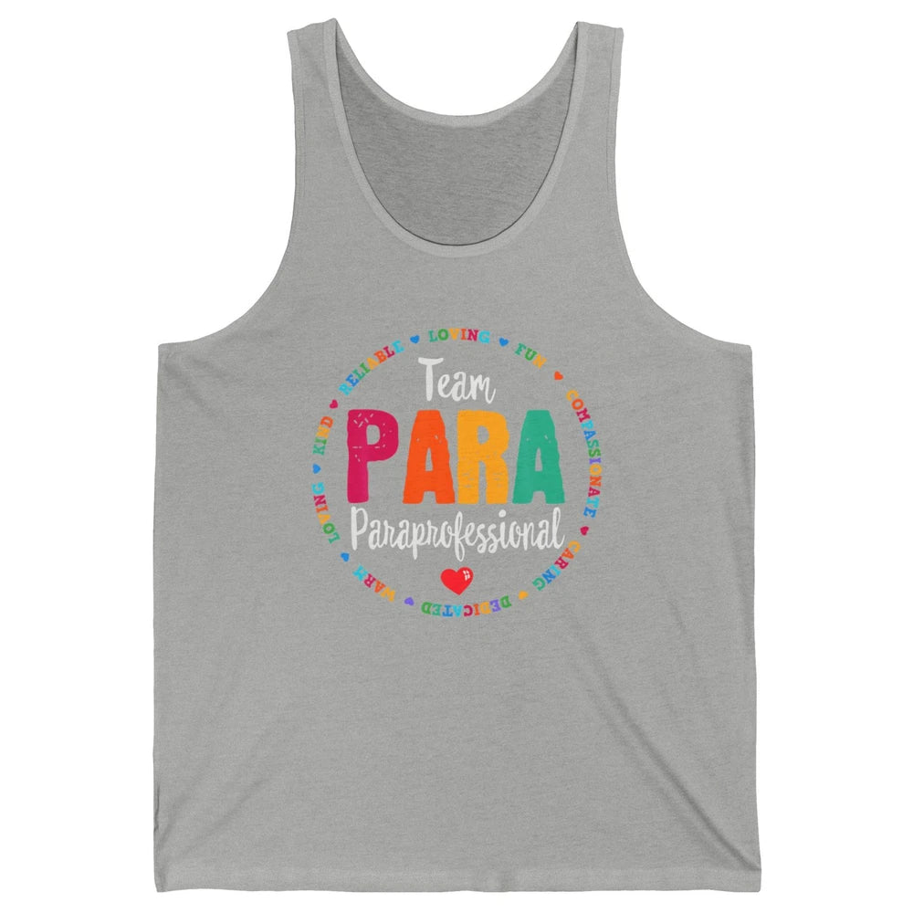 Team Paraprofessional Para Teacher Assistant Education Heart Unisex Jersey Tank