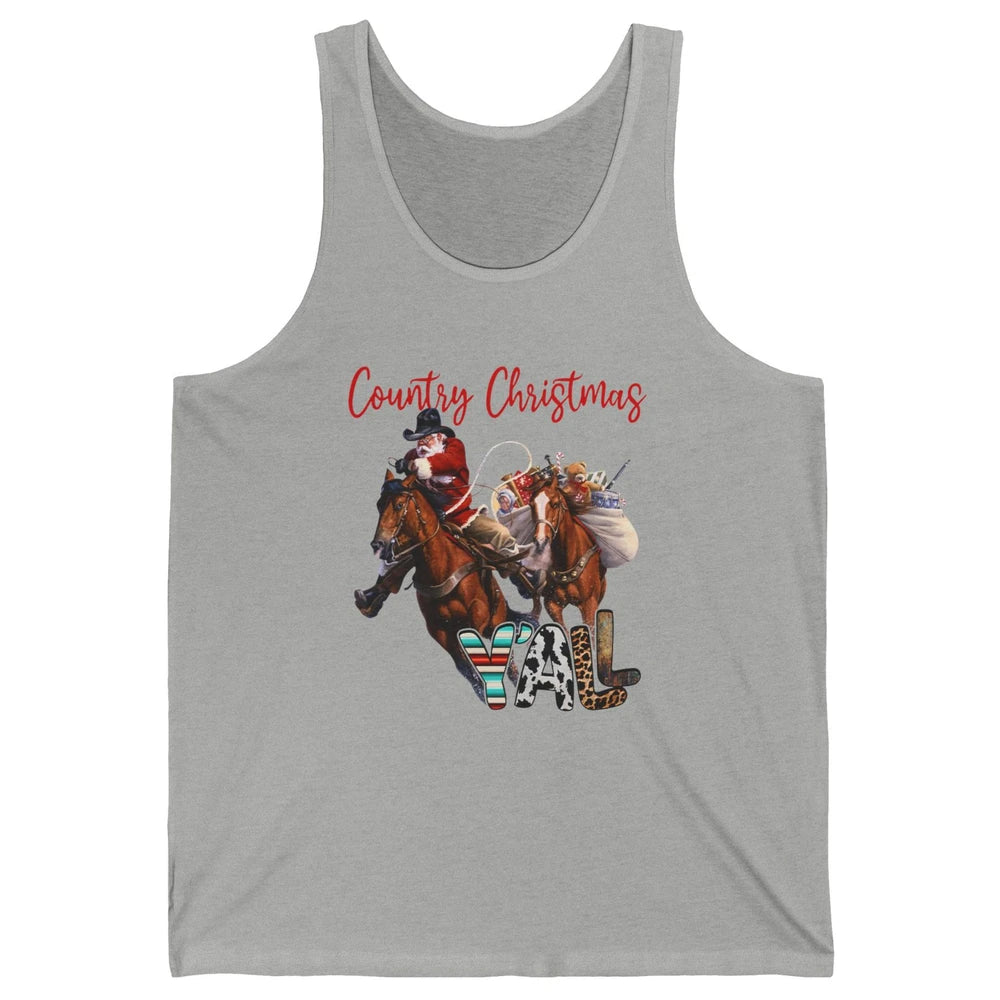 Santa Claus Country Christmas Y'all Western Country Cowboy Unisex Jersey Tank