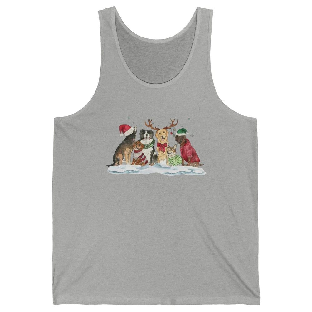 Funny Happy Howliday Corgi Golden Retriever Poodle Christmas Unisex Jersey Tank