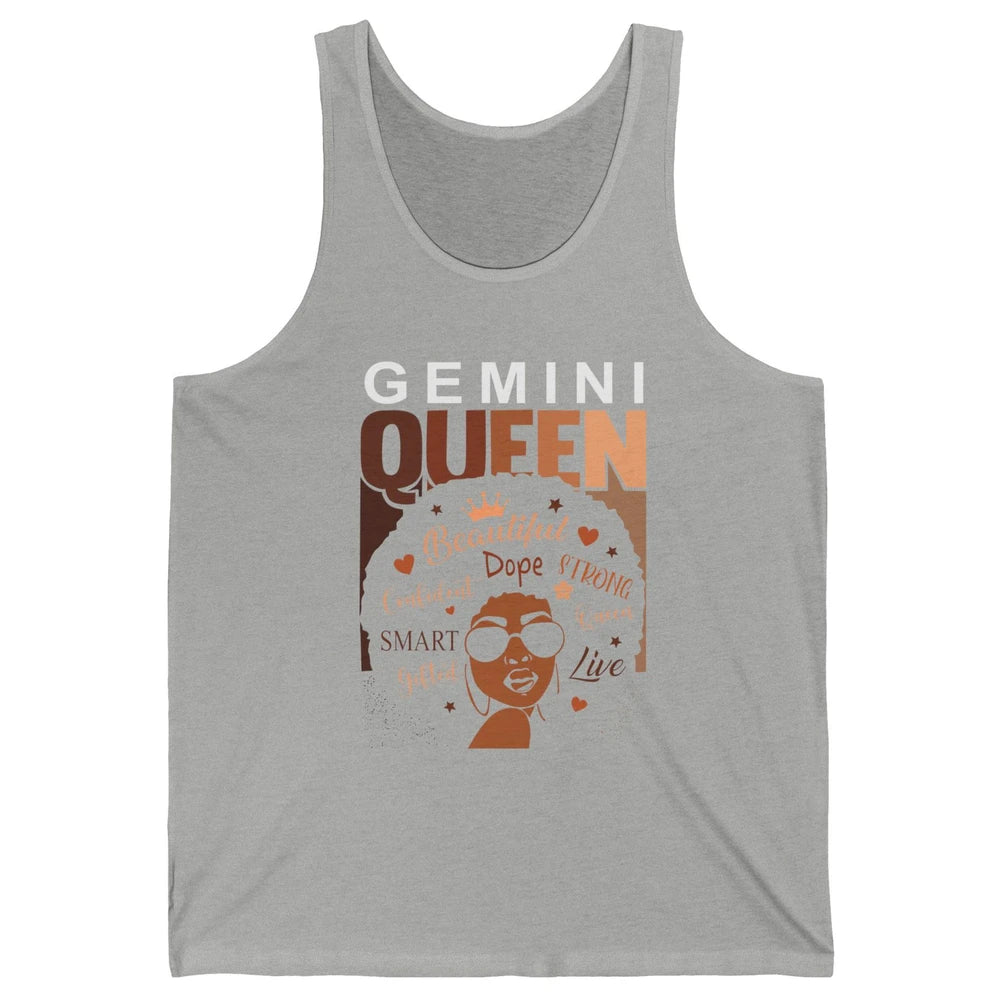 Afro Girl Melanin Gemini Queen Born in June Black Queen Gift Unisex Jersey Tank