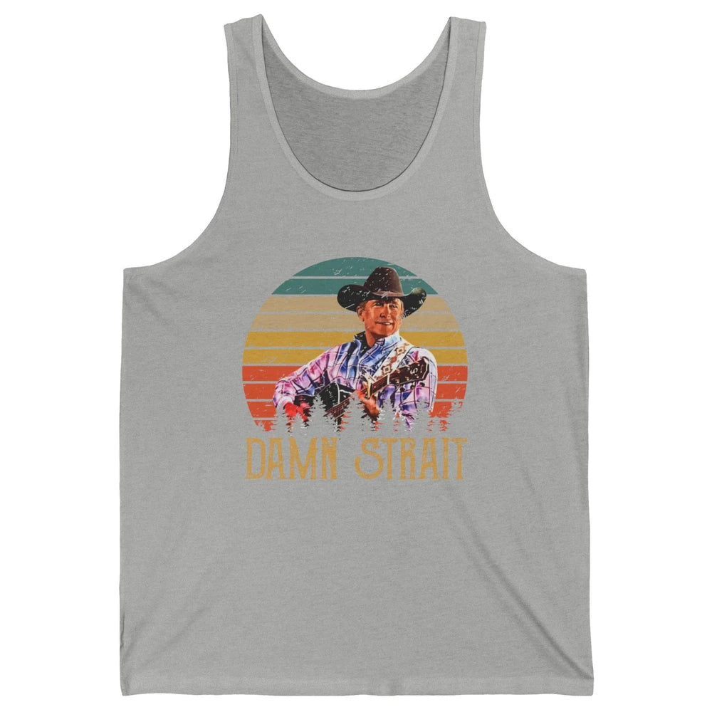 Vintage Cowboy Guitar Country Music Damn Strait Western Unisex Jersey Tank