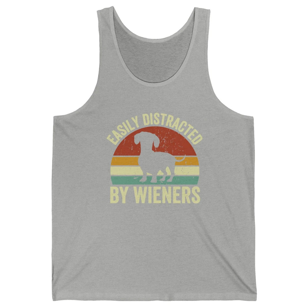 Vintage Dachshund Easily Distracted By Wieners Dog Mom Gift Unisex Jersey Tank