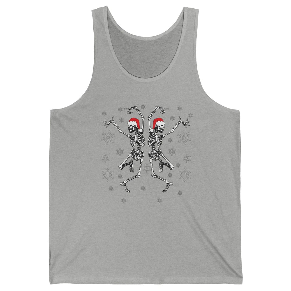 Funny Skeleton Christmas Dancing Snowflakes Santa Skeleton Unisex Jersey Tank