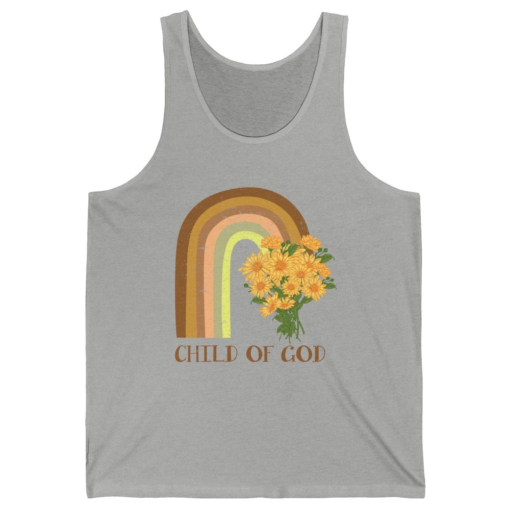 Vintage Sunflower Rainbow Child Of God Christian Religious Unisex Jersey Tank