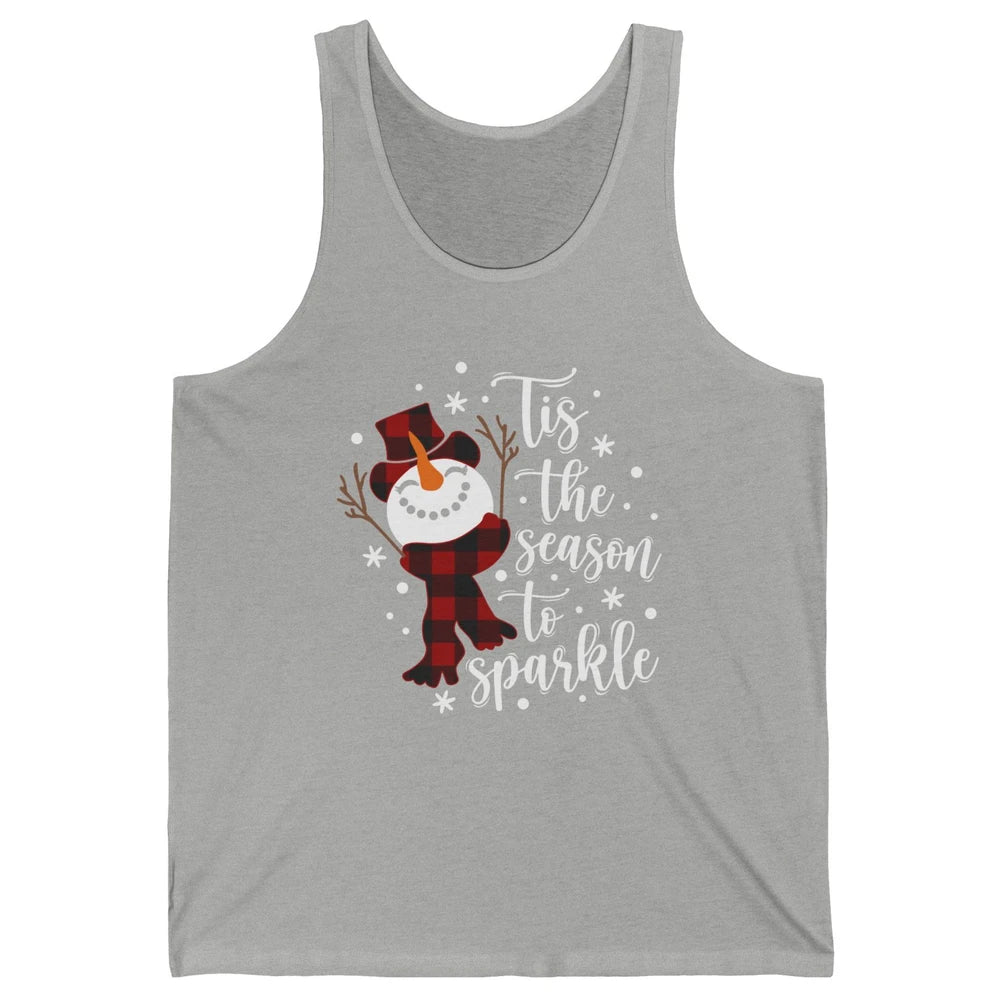 Funny Snowman Tis The Season To Sparkle Merry Christmas Unisex Jersey Tank