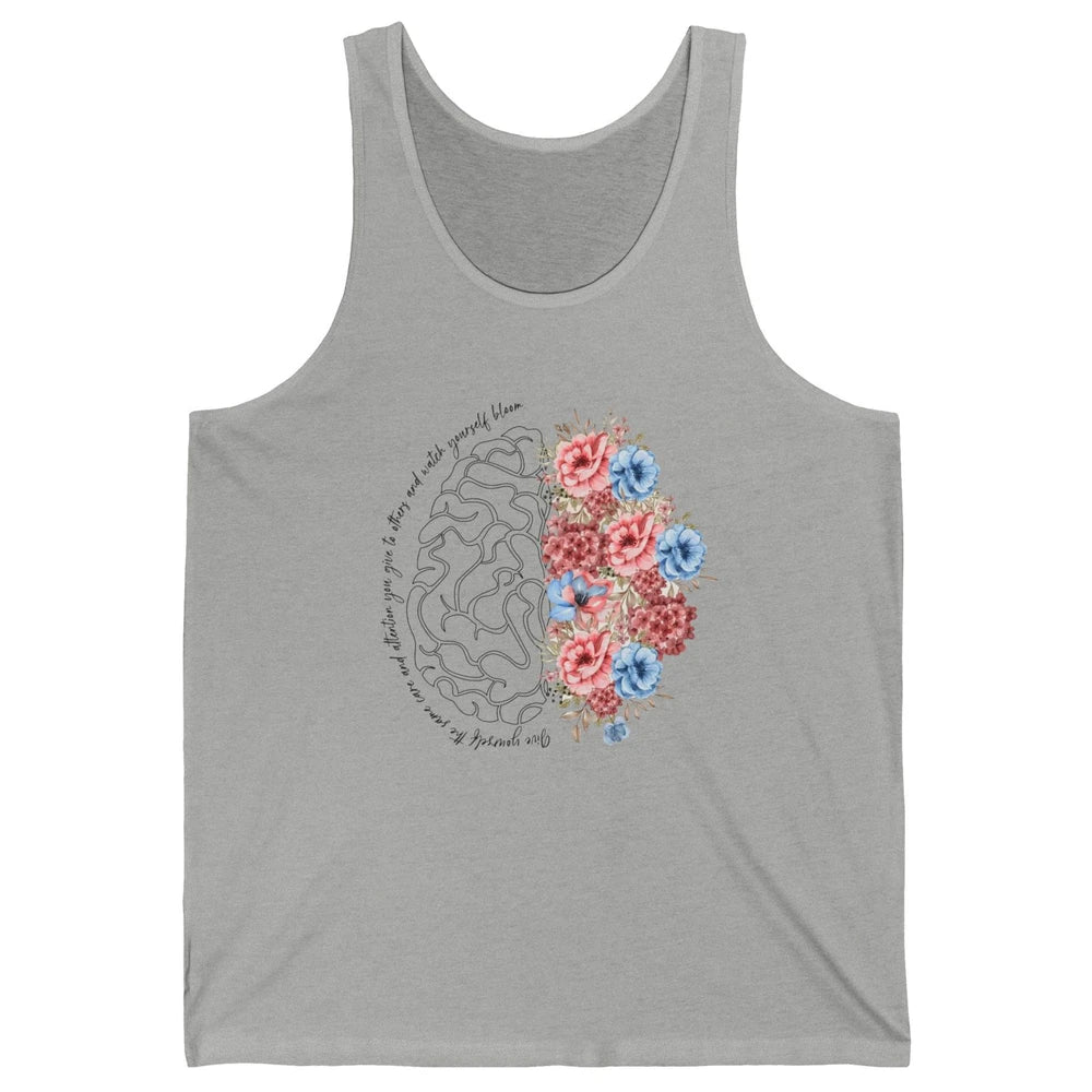 Brain Anatomy Nurse Blooming Flowers Nursing Anatomical Gift Unisex Jersey Tank