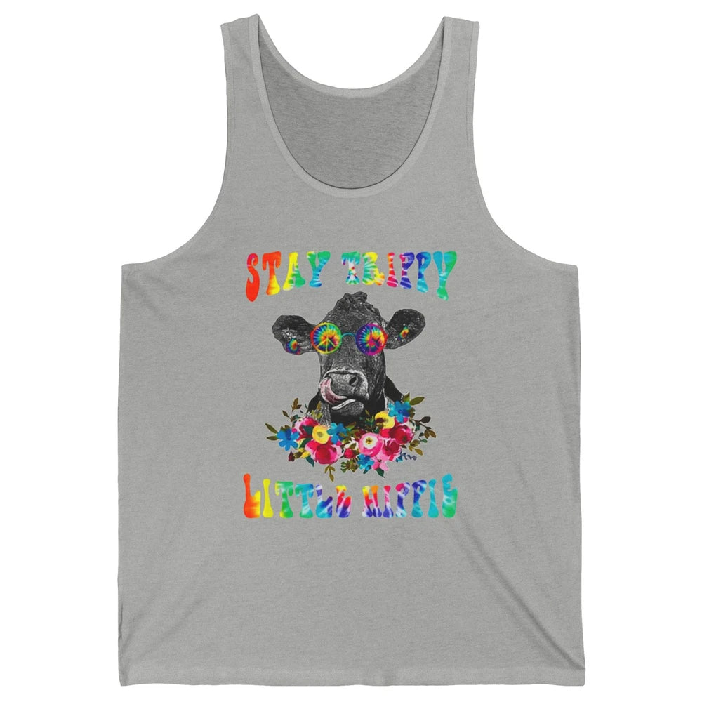 Stay Trippy Little Hippie Heifer Licking Highland Cow Peace Unisex Jersey Tank