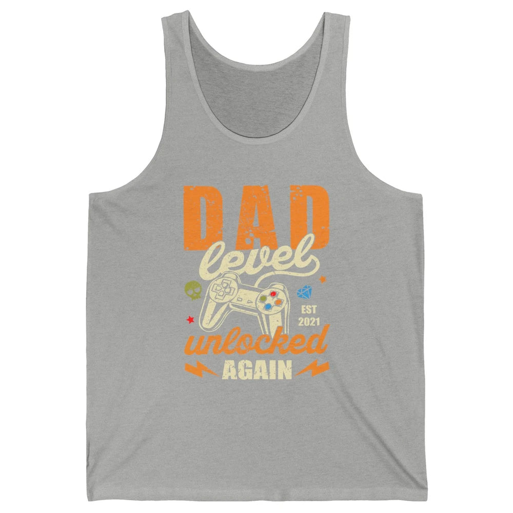 Vintage Dad Level Unlocked Again Est 2021 Game Lovers Gift Unisex Jersey Tank