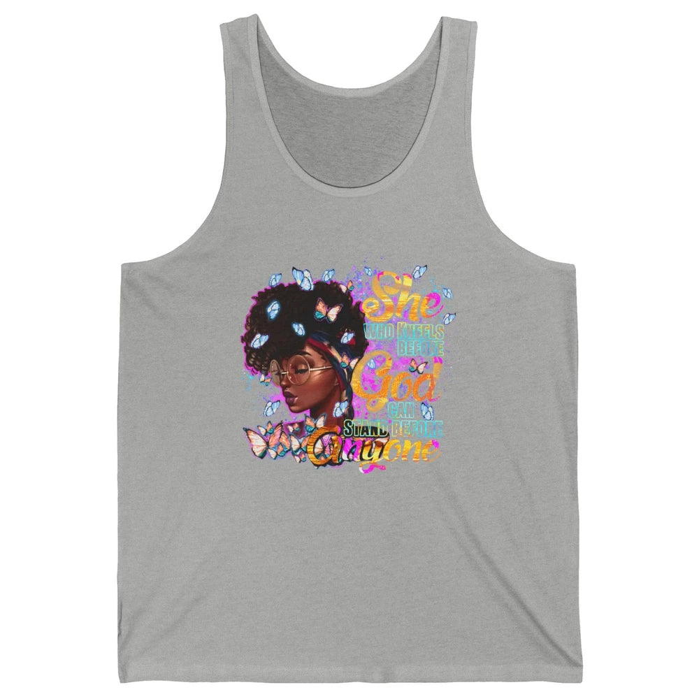 Black Girl She Who Kneels Before God Christian Afro Women Unisex Jersey Tank