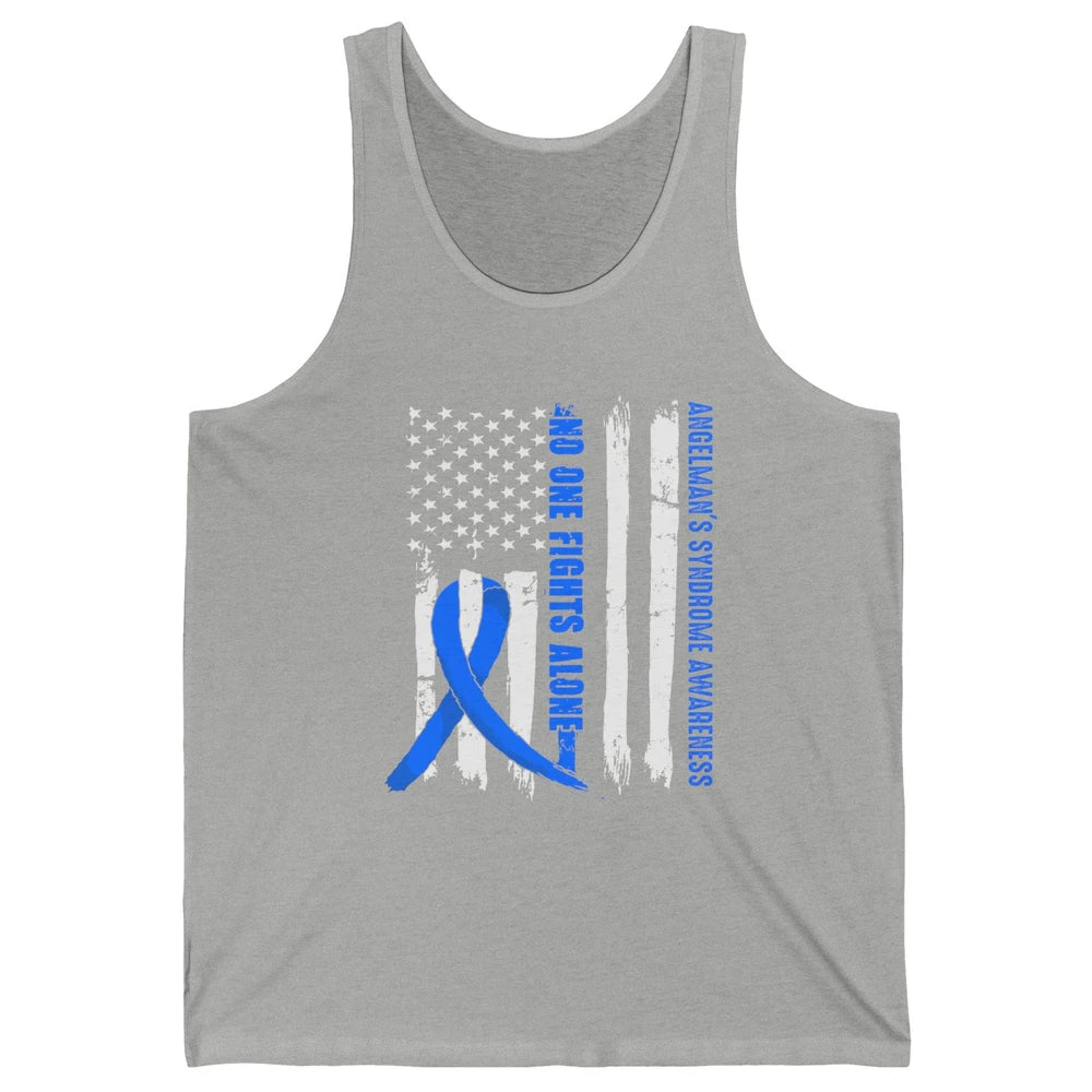 US Flag Angelman's Syndrome Blue Ribbon No One Fight Alone Unisex Jersey Tank